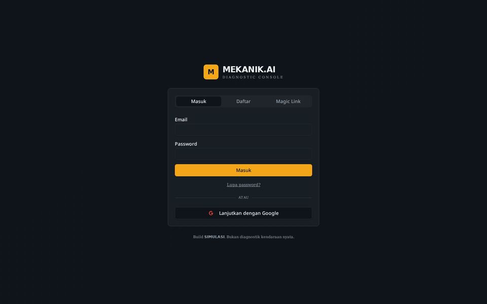 Screenshot of Mekanik.AI — AI-powered vehicle diagnostics